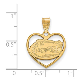 Sterling Silver Gold-plated LogoArt University of Florida Gator Heart Pendant