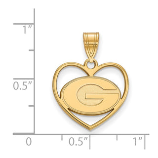 Sterling Silver Gold-plated LogoArt University of Georgia Letter G Heart Pendant