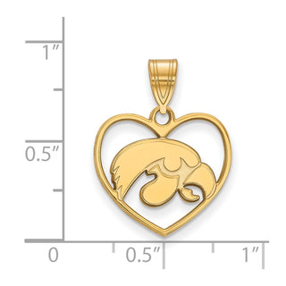 Sterling Silver Gold-plated LogoArt University of Iowa Hawk Heart Pendant