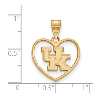 Sterling Silver Gold-plated LogoArt University of Kentucky U-K Heart Pendant