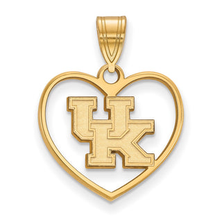 Sterling Silver Gold-plated LogoArt University of Kentucky U-K Heart Pendant