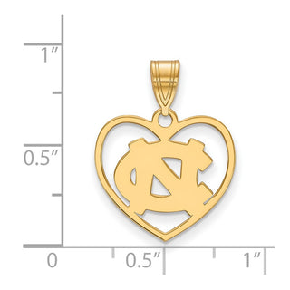 Sterling Silver Gold-plated LogoArt University of North Carolina N-C Heart Pendant