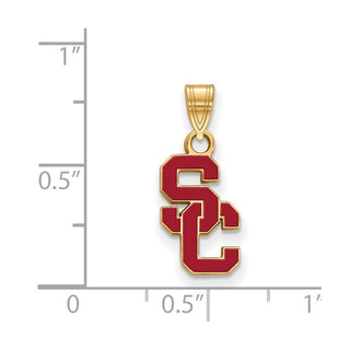 Sterling Silver Gold-plated LogoArt University of Southern California S-C Small Enameled Pendant