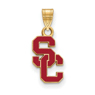 Sterling Silver Gold-plated LogoArt University of Southern California S-C Small Enameled Pendant