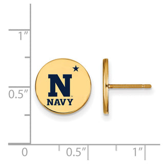Sterling Silver Gold-plated LogoArt US Naval Academy Small Enameled Disc Post Earrings