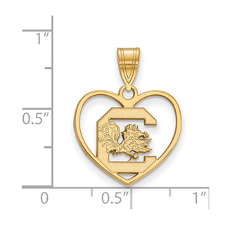 Sterling Silver Gold-plated LogoArt University of South Carolina Heart Pendant