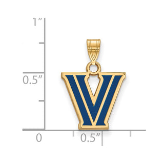 Sterling Silver Gold-plated LogoArt Villanova University Letter V Small Enameled Pendant
