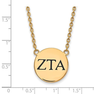 Sterling Silver Gold-plated LogoArt Zeta Tau Alpha Sorority Greek Letters Large Black Enamel Pendant 18 inch Necklace