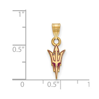 Sterling Silver Gold-plated LogoArt Arizona State University Pitchfork Small Enameled Pendant