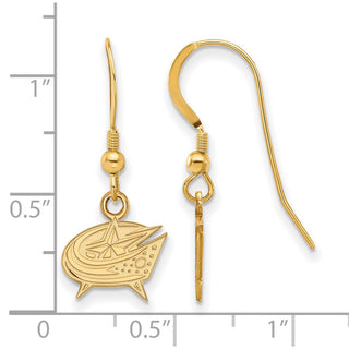 Sterling Silver Gold-plated NHL LogoArt Columbus Blue Jackets Extra Small Dangle Earrings