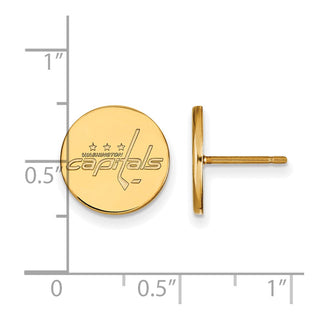 Sterling Silver Gold-plated NHL LogoArt Washington Capitals Small Disc Post Earrings