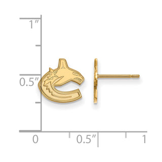 Sterling Silver Gold-plated NHL LogoArt Vancouver Canucks Extra Small Post Earrings