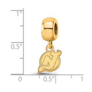 Sterling Silver Gold-plated NHL LogoArt New Jersey Devils Extra Small Dangle Bead Charm