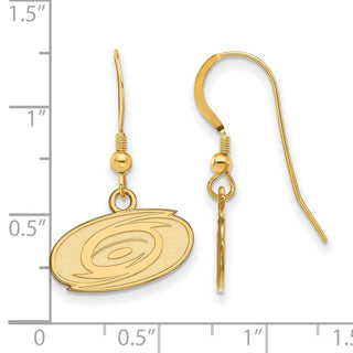 Sterling Silver Gold-plated NHL LogoArt Carolina Hurricanes Extra Small Dangle Earrings