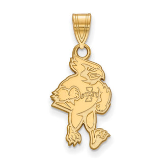Sterling Silver Gold-plated LogoArt Iowa State University Cardinal Large Pendant GP018IAS