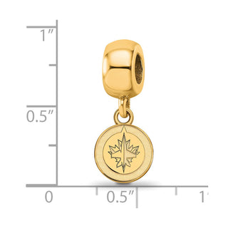 Sterling Silver Gold-plated NHL LogoArt Winnipeg Jets Extra Small Dangle Bead Charm