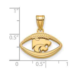 Sterling Silver Gold-plated LogoArt Kansas State University Wildcat Football Pendant