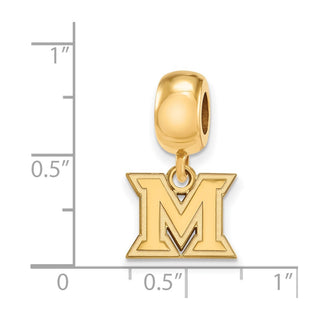 Sterling Silver Gold-plated LogoArt Miami University Ohio Letter M Extra Small Dangle Bead Charm