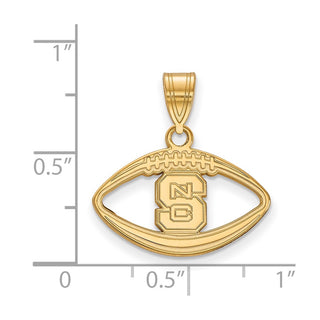 Sterling Silver Gold-plated LogoArt North Carolina State University N-C-S Football Pendant