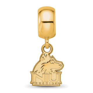 Sterling Silver Gold-plated LogoArt Northern Illinois University N-I-U Huskies Extra Small Dangle Bead Charm