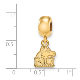 Sterling Silver Gold-plated LogoArt Northern Illinois University N-I-U Huskies Extra Small Dangle Bead Charm