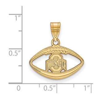 Sterling Silver Gold-plated LogoArt The Ohio State University Football Pendant