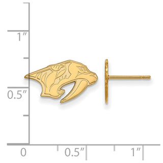 Sterling Silver Gold-plated NHL LogoArt Nashville Predators Extra Small Post Earrings