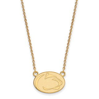 Sterling Silver Gold-plated LogoArt Penn State University Lion Small Pendant 18 inch Necklace