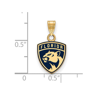 Sterling Silver Gold-plated NHL LogoArt Florida Panthers Small Enameled Pendant