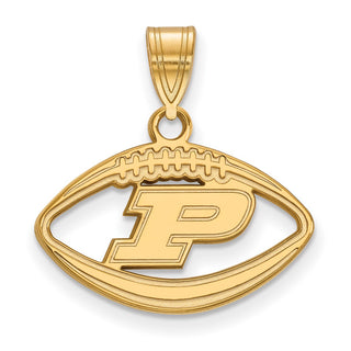 Sterling Silver Gold-plated LogoArt Purdue University Letter P Football Pendant