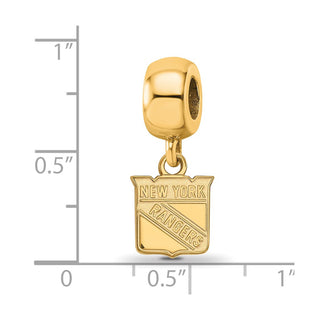 Sterling Silver Gold-plated NHL LogoArt New York Rangers Extra Small Dangle Bead Charm