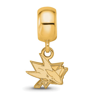 Sterling Silver Gold-plated NHL LogoArt San Jose Sharks Extra Small Dangle Bead Charm