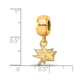 Sterling Silver Gold-plated NHL LogoArt San Jose Sharks Extra Small Dangle Bead Charm