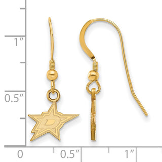 Sterling Silver Gold-plated NHL LogoArt Dallas Stars Extra Small Wire Dangle Earrings