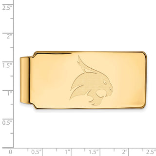 Sterling Silver Gold-plated LogoArt Texas State University Bobcat Money Clip