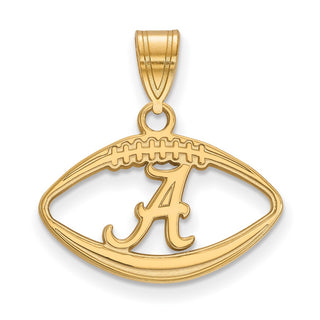 Sterling Silver Gold-plated LogoArt University of Alabama Letter A in Football Pendant
