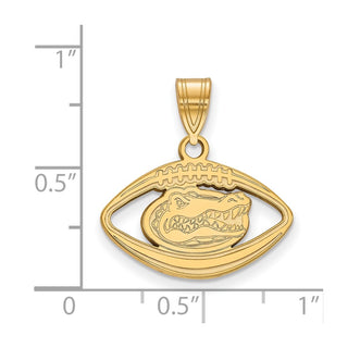 Sterling Silver Gold-plated LogoArt University of Florida Gator Football Pendant