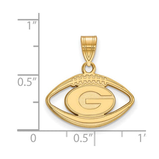 Sterling Silver Gold-plated LogoArt University of Georgia Letter G Football Pendant