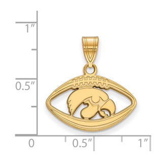 Sterling Silver Gold-plated LogoArt University of Iowa Hawk Football Pendant