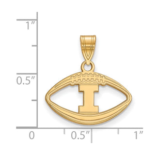 Sterling Silver Gold-plated LogoArt University of Illinois Letter I Football Pendant