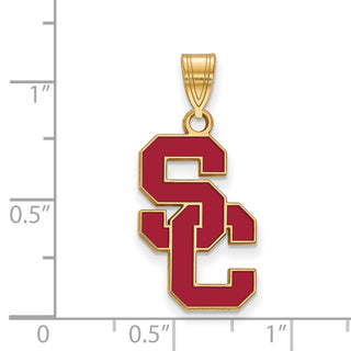 Sterling Silver Gold-plated LogoArt University of Southern California S-C Large Enameled Pendant