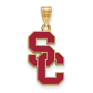 Sterling Silver Gold-plated LogoArt University of Southern California S-C Large Enameled Pendant