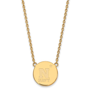 Sterling Silver Gold-plated LogoArt US Naval Academy Large Disc Pendant 18 inch Necklace
