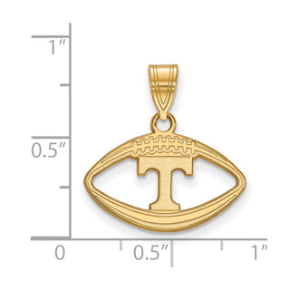 Sterling Silver Gold-plated LogoArt University of Tennessee Letter T Football Pendant