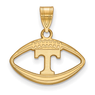 Sterling Silver Gold-plated LogoArt University of Tennessee Letter T Football Pendant