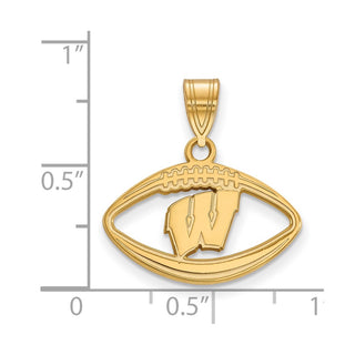 Sterling Silver Gold-plated LogoArt University of Wisconsin Football Pendant