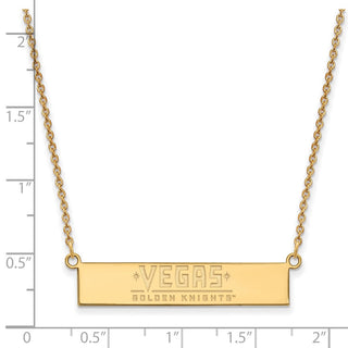 Sterling Silver Gold-plated NHL LogoArt NHL Vegas Golden Knights Small Bar 18 inch Necklace