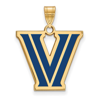 Sterling Silver Gold-plated LogoArt Villanova University Letter V Large Enameled Pendant