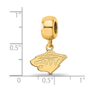 Sterling Silver Gold-plated NHL LogoArt Minnesota Wild Extra Small Dangle Bead