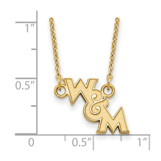 Sterling Silver Gold-plated LogoArt College of William and Mary Small Pendant 18 inch Necklace
